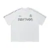Camiseta de Manga Corta con Estampado de Letras Pintadas a Mano en Color de Contraste para Hombre 26 Nuevo Estilo de Verano Retro Americano Algodón Puro Holgada de Media Manga Q
