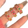 Anillo Flor Tesoro Esmalte Dorado Mujer Loto Flor de Cuatro Hojas Lujo Ligero Abierto Nuevo Chino Anillo de Dedo de Alta Gama Nicho Versátil