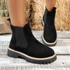 Botas Curtas de Tamanho Grande Transfronteiriças para Mulheres no Outono e Inverno Novas Botas Martin de Camurça de Salto Quadrado Casual Bico Redondo Manga Comércio Exterior Botas Femininas Atacado