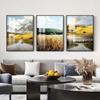 Pintura decorativa para sala de estar, mural de pared de fondo de sofá minimalista moderno, pintura de paisaje romántico de lujo con luz nórdica, pintura decorativa de pared