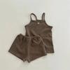 Ropa Infantil de Estilo Coreano ins para Bebé Niño y Niña, Verano, Algodón Fino, Amigable con la Piel, Set de Shorts con Tirantes de Un Botón para Bebé