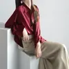 Camisa Profesional de Alta Gama para Mujer, Elegante Camisa Satinada de Manga Larga con Estilo de Diseño, Top de Acetato para Primavera y Otoño, En Stock