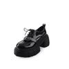 Mocasines de Cuero de Tacón Grueso con Cordones Suela Gruesa para Mujer Baja Joker Zapatos Pequeños de Cuero Zapatos de Plataforma de Moda Zapatos de Una Capa