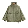 Otoño 2023 Nuevo y2g color liso cuello alto holgado algodón abrigo chaqueta manga larga moda bolsillo decorativo abrigo de algodón al por mayor