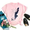 Camiseta Impresa para Mujer Dama Dibujo Animado Pluma Linda Estampado Camisetas Fa