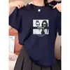 Camiseta Básica de Algodão Puro com Ombro Reto para Mulheres, Nova Versátil Casual de Verão Estilo Coreano Cinza Escuro Manga Curta Camiseta Base Top