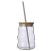 Taza de Café de Vidrio de Borosilicato Alto Estilo Ins Alto Valor de Color con Tapa con Pajita Patrón Vertical Taza para Té con Leche Taza de Regalo