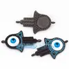 Accesorios para Joyería DIY Cobre Puro Chapado en Oro Microincrustado Mano de Fátima Ojos del Diablo Conector