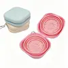 Tigela dobrável de silicone para animais de estimação, tigela para animais de estimação ao ar livre, tigela para cachorro, recipiente dois em um para água e comida, caixa de transporte portátil para passear com animais de estimação, tigela para cachorro