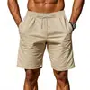 2026 Shorts casuais masculinos de linho fino de verão estilo americano para praia, corte solto, da fábrica de origem