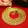 Joyería de Cobre Chapado en Oro Collar de Arena Dorada Vietnamita para Hombre, Patrón de Dragón Monocromático, Cuenta Redonda, Eslabón de Bambú, Collar de Imitación de Oro para Hombre