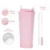 Nueva Taza de Acero Inoxidable con Popote que Puede Absorber Revestimiento Interior de Cerámica Perlada Doble Capa al Vacío Taza de Hielo para Té con Leche Rebotante