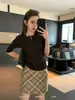 Thirteen LinesKAPOKBlusa de Botão Manga Meia Estilo Coreano Outono (Blusa Individual) 61083