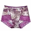Ropa interior de mujer con entrepierna de algodón, Cintura media-alta, Tallas grandes, Calzones de talla grande, Cintura alta, Moldeador, Transpirable, Cómodo, Estampado floral, Entrepierna de algodón puro