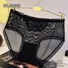 Ropa Interior Femenina de Encaje Rojo Grande Sexy Negra Sin Costuras de Cintura Media Algodón Puro en la Entrepierna Transpirable Ropa Interior Roja del Año del Zodiaco para Mujeres