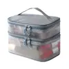 Nueva Bolsa de Cosméticos de Malla de Doble Capa Gran Capacidad Portátil para Viaje Neceser Bolsa de Almacenamiento Transparente de Malla