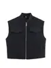 Comercio Exterior Transfronterizo Otoño e Invierno 2025 Nueva Moda Versátil Holgado Cuello Alto Bolsillo Estilo Ropa de Trabajo Chaleco Negro para Mujer