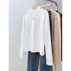 Camiseta de manga larga con cuello alto de forro polar de doble cara para talla grande, nuevo estilo de otoño para mujeres de talla grande, top interior adelgazante y que realza la figura para mujeres