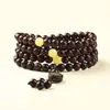 Pulseira de Pau-Rosa Estrela Dourada Indonésia Natural com 108 Contas, Pingente de Lótus Vintage, Rosário Budista de Mão para Homens