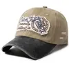 Gorra de béisbol bordada con efecto vintage lavado y desgastado, transfronteriza, para hombre y mujer, gorra con visera para proteger del sol en exteriores, sombrero de moda de estilo americano con bloques de color