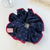 Diadema de lunares con borde contrastante azul y rojo Dongdaemun de Corea del Sur, Cuerda para coleta baja elegante, Accesorios para el cabello al por mayor