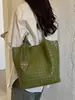 Bolso tote tejido vintage estilo coreano para mujer, bolso de hombro de cuero suave de gran capacidad, versátil para ir al trabajo, bolso casual de axila