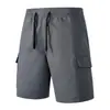 Exclusivo Transfronteiriço P-3GG Tamanho Europeu Shorts de Trabalho para Homens, Shorts de Cinco Pontos Casuais da Moda Cor Sólida com Múltiplos Bolsos, Item Mais Vendido