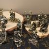Colección de adornos de dieciocho Arhats de latón antiguo, retro, dragón, tigre, decoración de escritorio, cobre, hombre de bronce macizo en miniatura