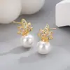 Pendientes de Perla Yinzhen para Mujer Plata de Ley S925 Moda Simple Elegantes Versátiles Exquisitos Nicho Lujo Accesible Pendientes de Gama Alta