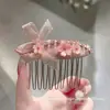 2026 Presilha de Cabelo Oval com Laço de Strass Rosa Design Elegante de Luxo Leve Para Arrumar Cabelos Soltos na Testa Inserir Presilha