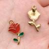 Accesorios de Joyería DIY Flor Rosa Aleación con Goteo de Aceite Aretes Pulsera Collar Llavero Colgante Fabricante