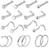 Conjunto de 13 peças de piercings de nariz em aço inoxidável com diamantes adesivos, estilo europeu e americano, para piercings corporais.