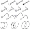 Kit de piercing de nariz em aço inoxidável joias de piercing clássicas transfronteiriças kit de argola de nariz joias de piercing para nariz com incrustação de diamante em aço titânio