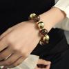 Pulsera de Cadena de Lana con Cuentas Retro Europea y Americana Estampado de Leopardo Otoño e Invierno Lujo Ligero Maillard Exagerado Estilo Punk Joyería Personalizada