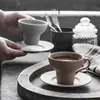 Fabricantes de origen taza personalizada de gres vintage taza para latte par de tazas para pareja taza de café estilo ns taza de café de cerámica platillo para taza de café