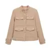 Ropa de Mujer Transfronteriza 2026 Moda Europea y Americana Casual Decoración Multibolsillos Botones Cuello Alto Estilo Pequeño Chanel Chaqueta Mujer B22691