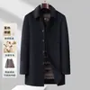 Chaqueta de Lana de Marca Genuina para Hombre en Invierno, Engrosada, Chaqueta de Lana de Doble Cara con Forro de Plumón Extraíble para Papá de Mediana Edad y Mayor