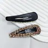 Grampo de Cabelo Quebrado com Strass Europeu e Americano Geométrico com Strass Embutido BB Clip Cor Versátil Gota d'Água Presilha para Franja Presilha Lateral Full Strass Adorno de Cabeça Elegante