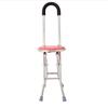 Taburete de cuatro patas plegable para ancianos, taburete de mano de cuatro esquinas, silla de mano de acero inoxidable, bastón