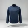 Moletom Esportivo Fitness ao Ar Livre de Manga Longa com Gola Alta e Meio Zíper Forrado com Fleece, Novo Estilo Outono e Inverno, Estilo Primavera e Outono