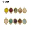 WT-C336 Conector de Colgante con Gema de Color Ovalada Incrustada de Circonita Accesorios para Pendientes de Niña Collares