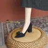 Tacones Altos Franceses Cómodos y No Cansados de Punta Fina para Mujer 2025 Nuevo Estilo Lazo Tacón Grueso Bajo Zapatos de Trabajo Tendencia Ins