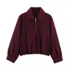 Roupas Femininas Transfronteiriças 2026 Moda Europeia e Americana Casual Simples Solta Estilo Zíper Material Macio Jaqueta Casaco Feminino F612777