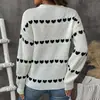 El suéter pullover de cuello redondo más vendido de Temu, un suéter de punto estilo europeo y americano para el Día de San Valentín, un suéter dulce y romántico de manga larga con diseño de corazón, perfecto para citas