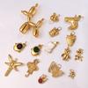 Calientes nuevos accesorios de joyería diy pequeña libélula oso incrustado circón acero inoxidable chapado oro 18K colgante collar mujeres