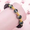 Pulseira de Cristal Fantasma Verde Imitação de Obsidiana, Novo Estilo, para Mulheres, Contas que Atraem Riqueza e Melhoram a Sorte, Pulseira de Amizade, Joia de Nicho