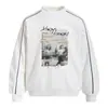 Sudadera con capucha de cuello redondo con estampado de letras de figura borrosa estilo americano para hombre, ropa de calle de primavera/otoño, suéter pullover holgado de ins
