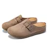 Sapatos Femininos Novo Estilo Preguiçoso Slip-On Planos Meia-Chinelos para Ir ao Trabalho, Simples Retrô Bico Redondo Slip-On Birkenstock Sapatos Atacado