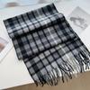 Cachecol Xadrez Ambiente de Caxemira Britânica Preto e Branco Outono e Inverno Novo Estilo Coreano Xale Versátil Cachecol Quente de Dupla Face