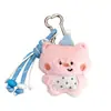 Conjunto criativo de três peças de bonecas fofas de porquinho de desenho animado, decoração de chaveiro para meninas, pingente de porta-moedas